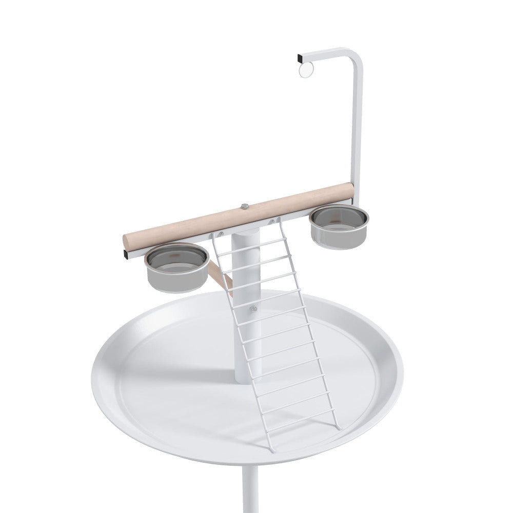 Easy to Move Bird Stand with Wheels, Feed Bowls, Round Tray,Bird Feeder Station
