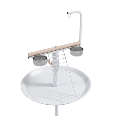 Easy to Move Bird Stand with Wheels, Feed Bowls, Round Tray,Bird Feeder Station