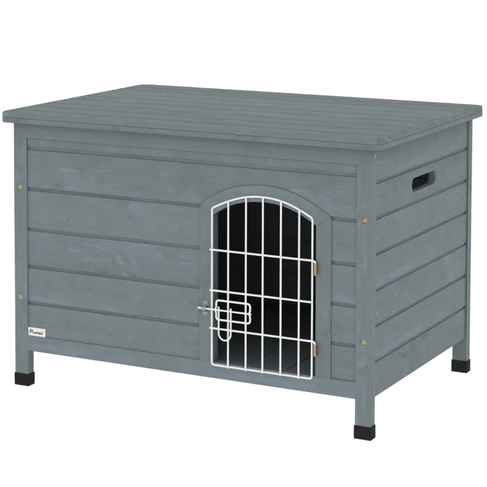 Dog Cage Kennel Wire Door with Lock, Openable Top Removable Bottom, Dark Gray