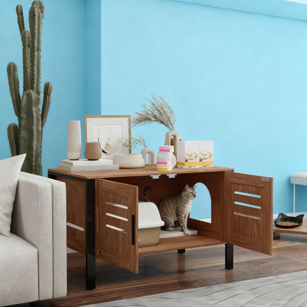 Stainless Steel Litter Box with High Side, Scoop for Big Cats