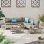 STERLING Outdoor Aluminum V-Shaped 5 Seater Sofa Set with Cushions