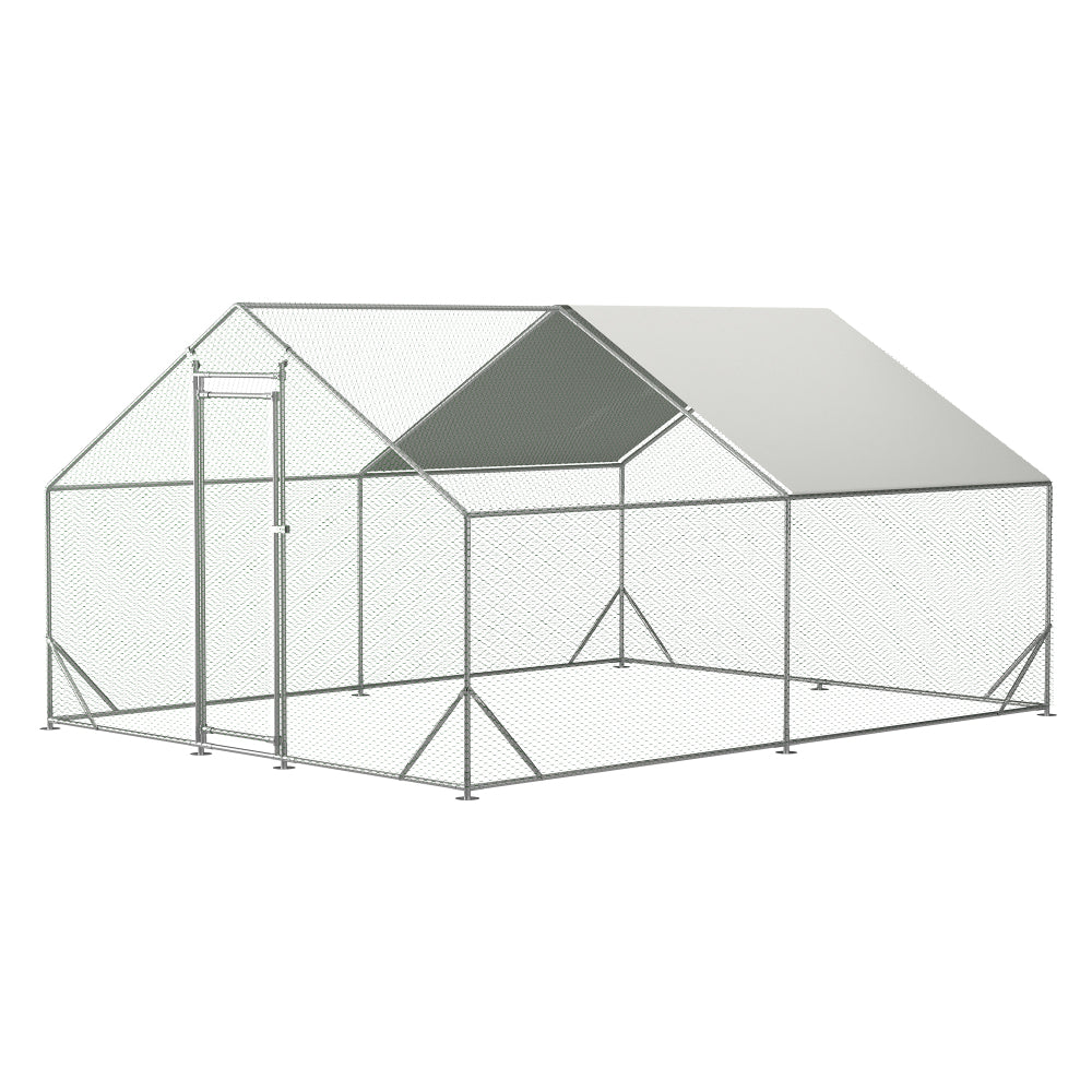 Large Metal Chicken Coop, Walk-in Chicken Run,Galvanized Wire Poultry Chicken Hen Pen Cage, Rabbits Duck Cages with Waterproof and Anti-Ultraviolet Cover for Outside(10' L x 20' W x 6.56' H)