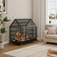48 Inch Heavy Duty Dog Crate with Wheels, Folding Metal Big Dog Cage for Large and Medium Dogs, Cage with a pointed roof and Removable Tray.