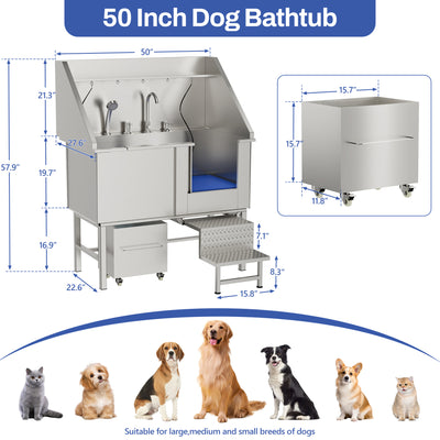 50inStainless Steel Dog Washing Station