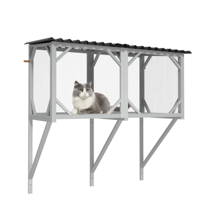 Cat Catio, Cat Window Perch for Large Indoor Cats - for Sunbathing, Napping & Overlooking, Wooden Cat Window Hammock for Safely Enjoying The Outdoor Sights Scents and Sounds