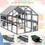 Extra Spacious Catio Outdoor Cat Haven, 110 inch Luxury Cattery with Weather-Resistant Roof, Cat Climbing Ramp, Space Pod Bed, 2 Lounging Huts