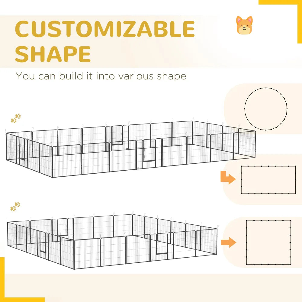 220.5" L x 157.5" W x 31.5" H (7 x 5 Panel) 24 Panel Dog Playpen with Lockable Door for Small and Medium Dogs