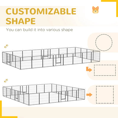 220.5" L x 157.5" W x 31.5" H (7 x 5 Panel) 24 Panel Dog Playpen with Lockable Door for Small and Medium Dogs