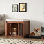30.25"L, 2 in 1 Night Stand with Storage & Dog Crate, Luxury Wooden Side Table Dog Kennel, End of Bed Bench Ottoman with Removable Cushion for Bedroom, Living Room, Walnut