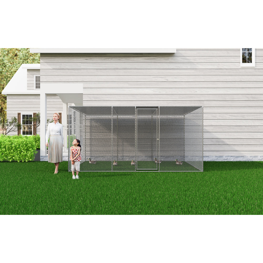 Chicken Coop 13 x 8 x 6.5 FT Chicken Run Pen for Yard . It can also be used as a Large Bird Cage or a cat house and other pet cages. Outdoor Bird Aviary Parrot Cage without Perch.The net is green .