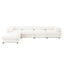 Modular Sectional Sofa with Storage and Cylindrical Support, White Chenille, 4 Seat L-Shaped Design