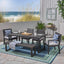 Outdoor 6-Seater Acacia Wood Dining Set with Bench,Dark Gray/Light Gray