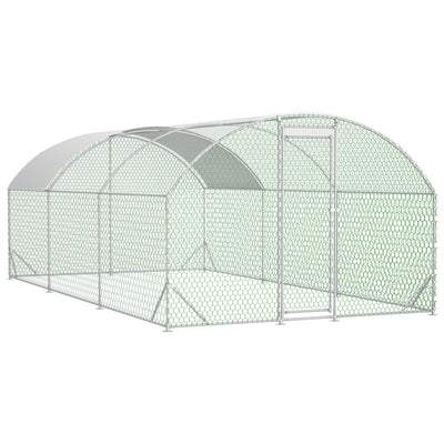 Large Chicken Coop Metal Chicken Run with Waterproof and Anti-UV Cover, Dome Shaped Walk-in Fence Cage Hen House for Outdoor and Yard Farm Use, 1" Tube Diameter, 9.84' x 19.68' x 6.56'