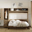 Full Size Murphy Bed with Wardrobe, Drawers and Open Shelves, Antique Wood