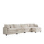 Modern Upholstered L Shape Modular Sectional Sofa, 4 Seater with Ottoman, Comfortable Light Beige Corduroy Fabric Couch