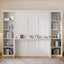 Queen Size Murphy Bed with Desk and Bookshelf, White