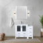 White Bath Vanity 42 in. W x 18.25 in. D, with Side Cabinet, White Ceramic Top, and 28 in. Mirror