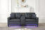Genesis 85'W Black PVC Fabric Sofa with LED Lights, USB Charger, Storage Console, Cupholders, Tufted Cushions