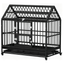 Heavy Duty Dog Crate with 4 Lockable Wheels, Double Doors, and Removable Tray,  Black