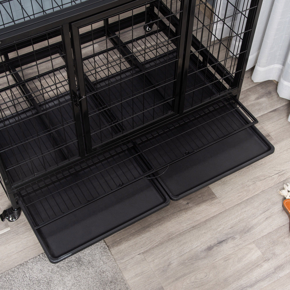 Heavy Duty Dog Crate Metal Cage Kennel, Black