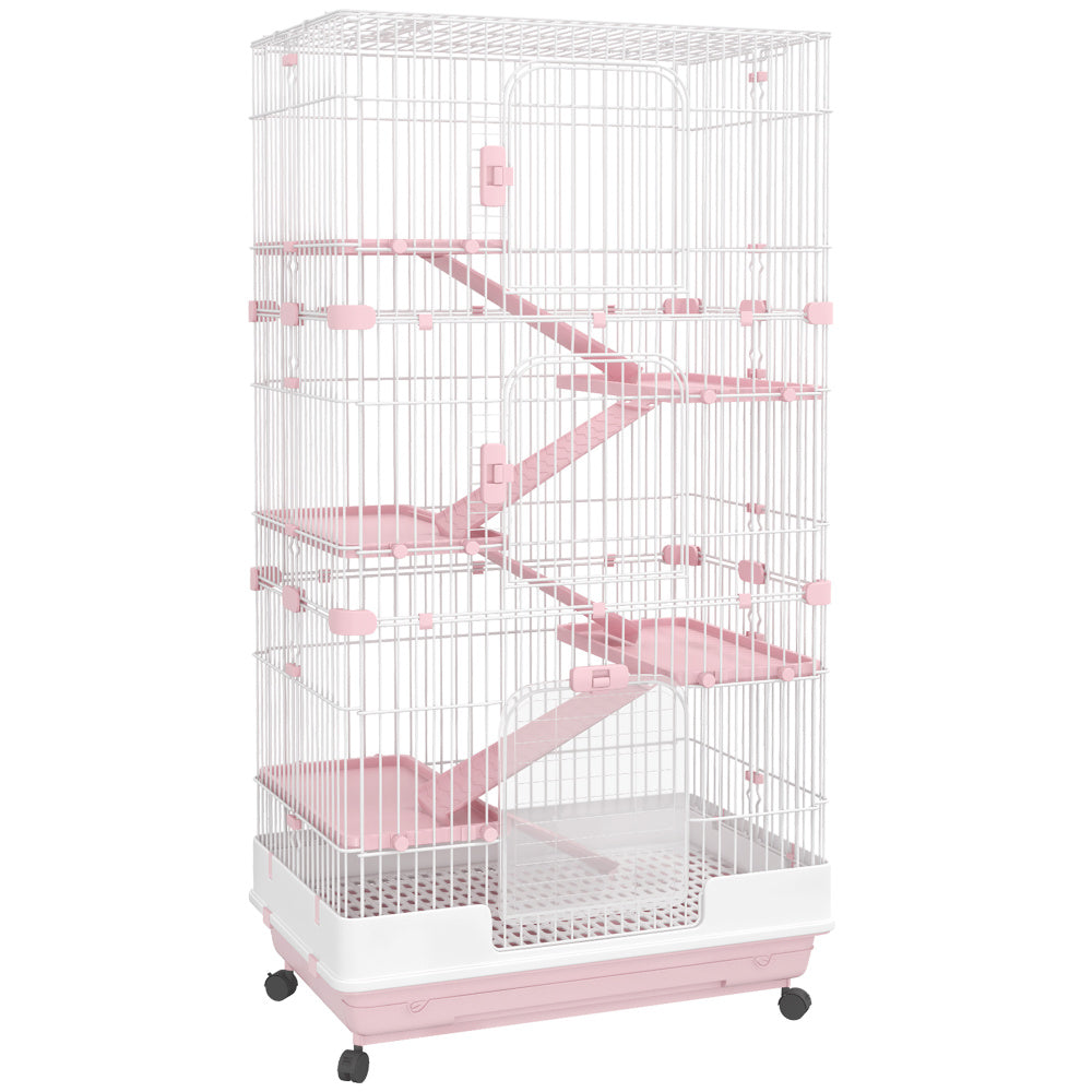 Small Animal Cage Rabbit Hutch with Universal Lockable Wheels