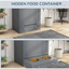 Pet Feeder Station Storage Cabinet, with Dog Raised Bowls, Gray