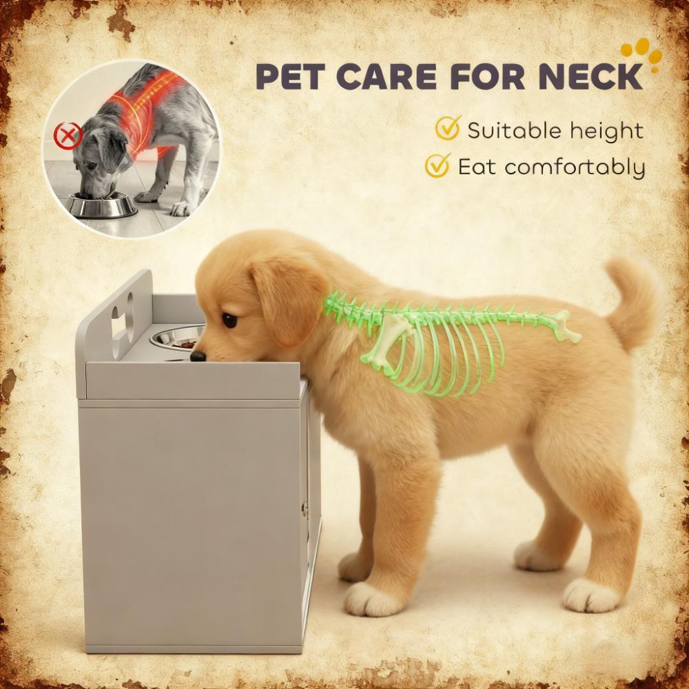 Elevated Dog Bowls with 2 Stainless Steel Bowl