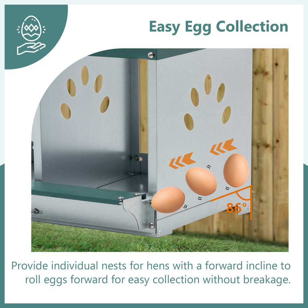 Metal Nesting Boxes for Chicken,3 Compartment Nesting Box,Galvanized steel Nesting Boxes for Hens, Easy to Assemble