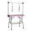 42" Folding Dog Pet Grooming Table Stainless Steel Frame Rubber Mat on Board with Adjustable Arm and Clamps pet dog Cat Grooming Table (PINK COLOR)