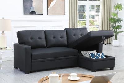 Upholstered Pull out Sectional Sofa with Chaise