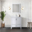 White Bath Vanity 30 in. W x 22 in. D, White Quartz Top, Faucet Set, and 28 in. Mirror