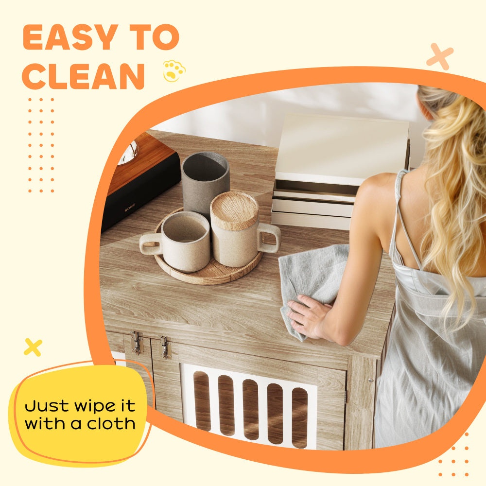 39" Dog Crate Furniture with 2 Doors, Adjustable Non-slip Foot Mats, for All Dogs, Walnut Brown