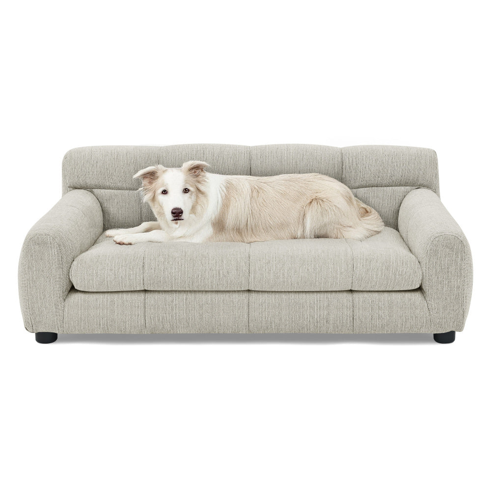 Soft and comfortable pet sofa with backrest and armrests, suitable for modern rectangular pet sofas for small and medium-sized dogs,-Beige