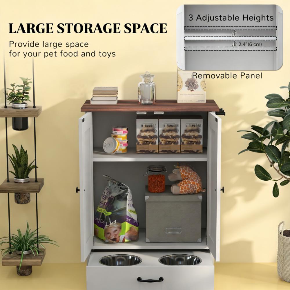 Dog Food Storage Cabinet,Pet Feeding Station