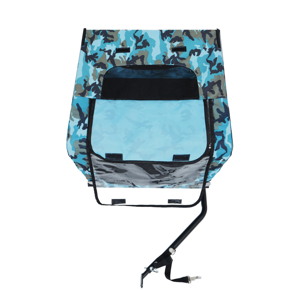 Outdoor Heavy Duty Collapsible Pet Bike Trailer with 16-Inch All-Terrain Wheels & Universal Hitch – Foldable Dog/Cargo Carrier Cart for Bicycles, blue, grey