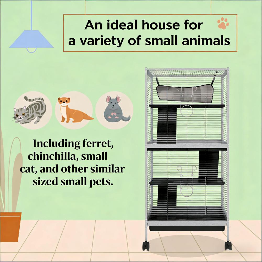 Spacious Pet House,Rolling Small Animal Hutch Cage,Small Pet Hutch