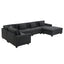 Chenille U Shaped Sectional Sofa with Ottoman and Storage, USB Ports, 2 Colors