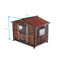 Unique All-Around Iron Frame,Outdoor Large Wooden Cabin House Style Wooden Dog Kennel