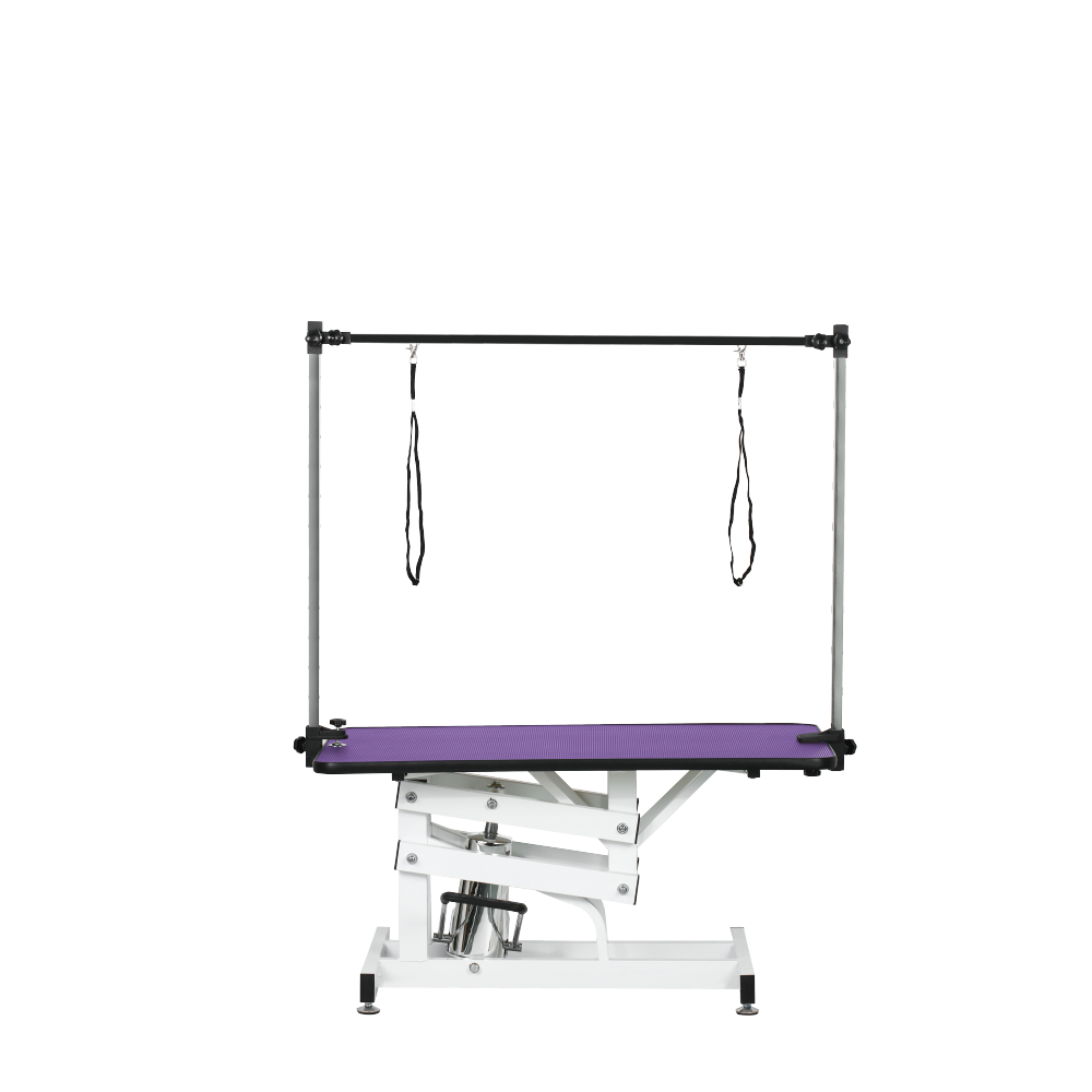 42.5INCH HYDRAULIC PET GROOMING TABLE WITH "H" ARM PURPLE