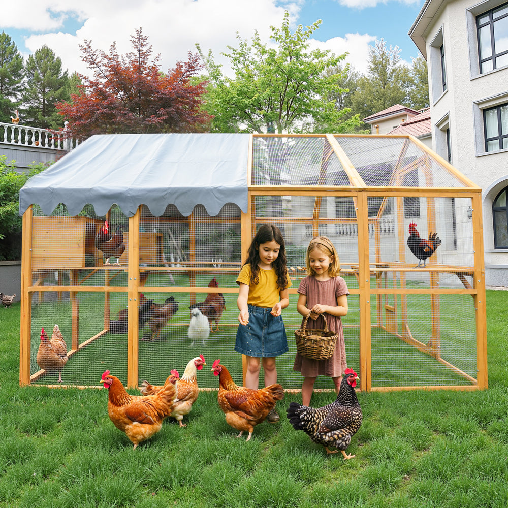 Outdoor Yellow Chicken Coop Enclosures 110" Large Kitten Playpen,Upgrade Waterproof Cover