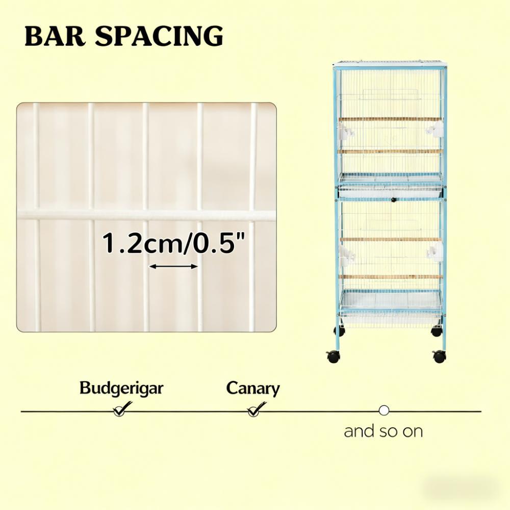 Large Space Bird Cage,Aviary House with Wheels,Four Doors,Easy to Clean Bird Habitat