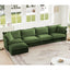 Slipcovered L Shape Sectional Long Sofa Couch, 4 Seater Sofa with Suppleness Armrests, Chenille Deep Seat Sofa with 2 Big Pillows, Comfy Couch for Living Room, Apartment, Chenille Fabric,Green