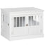 PawHut Dog Crate End Table with Triple Doors, Wooden Dog Crate Furniture Indoor Use, Puppy Crate with and Steel Tubes, for Small Dogs, White