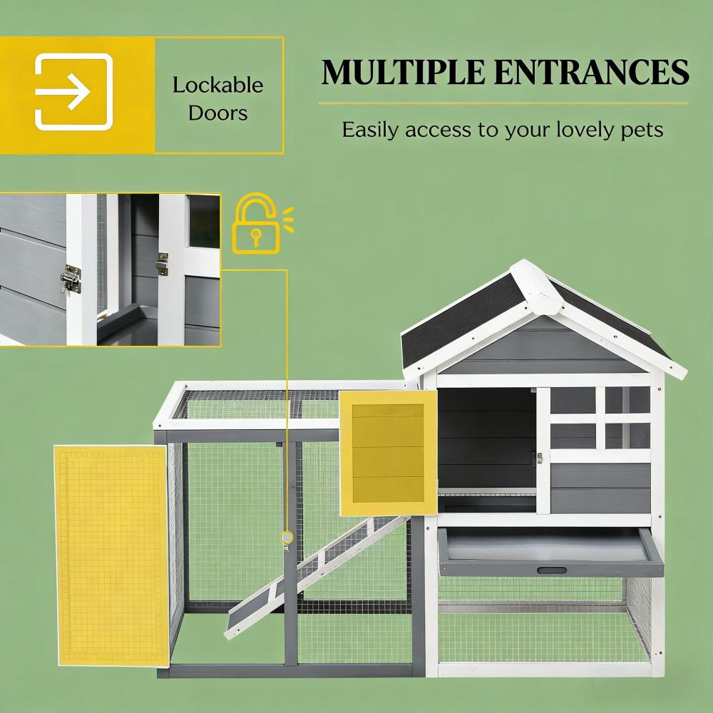 Spacious Pet House,Weatherproof Wooden Rabbit Hutch