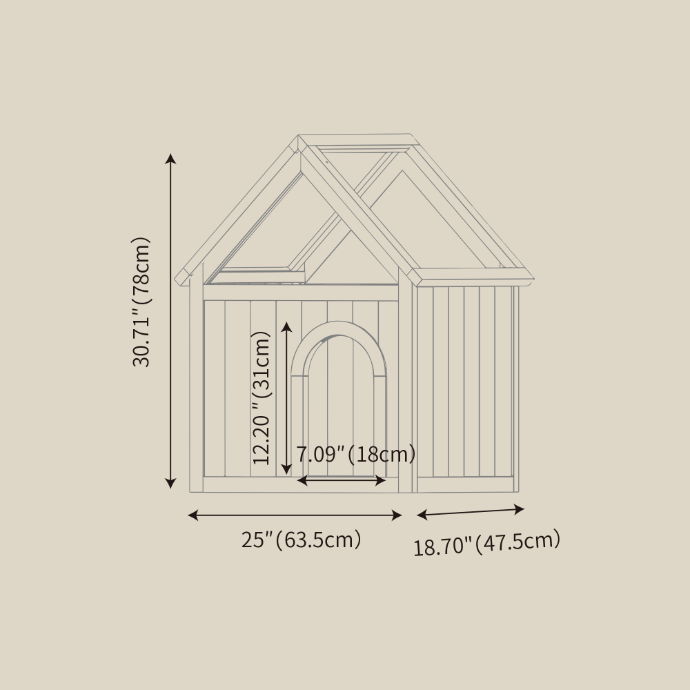 Transparent Roof Wooden Pet House with Floral Carvings  FSC Cedar Indoor Shelter for Cats & Small Dogs 63.5×47.5×77.6 cm