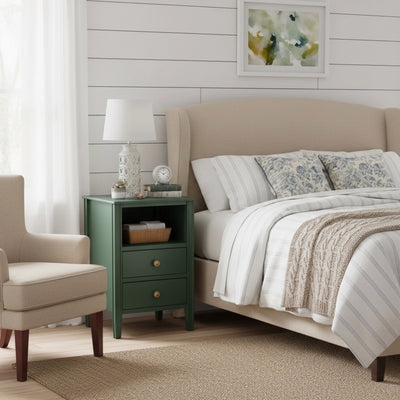 SunJet Winston 2-drawer storage Nightstand - Vintage Green