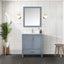 Dark Grey Bath Vanity 30 in. W x 22 in. D, Carrara Marble Top, and 28 in. Mirror