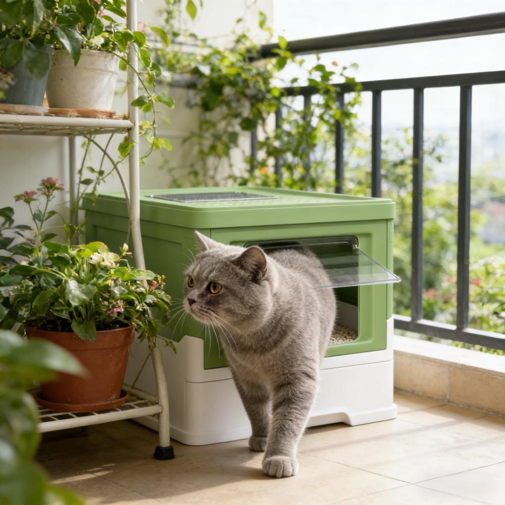 Cat Box,Fully Enclosed Cat Litter Box with Front Entry