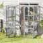 Outdoor Cat House, DIY Cat Enclosure, Cat Catio with Double Enter Doors, 62.8"L x 32.2"W x68.5"H Balcony Cat Playpen with Platforms and Two Condos for 1-3 Cats, Light Grey