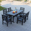 7 Piece HDPE Patio Outdoor Furniture Set for 6, Dining Table and Chairs,Outdoor Table with Umbrella Hole, Outdoor Dining Set for Garden, Backyard, Lawn, and Poolside(black)